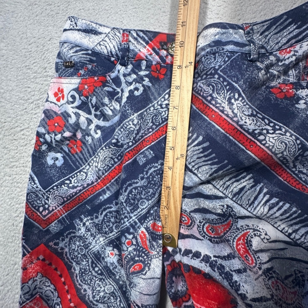 St. John Sport Marie Gray Pants Womens 2 Red Blue Bandana Paisley Vintage Y2K - Picture 8 of 13